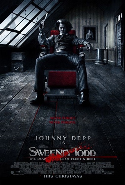 Póster de Sweeney Todd, el barbero diabólico de la calle Fleet